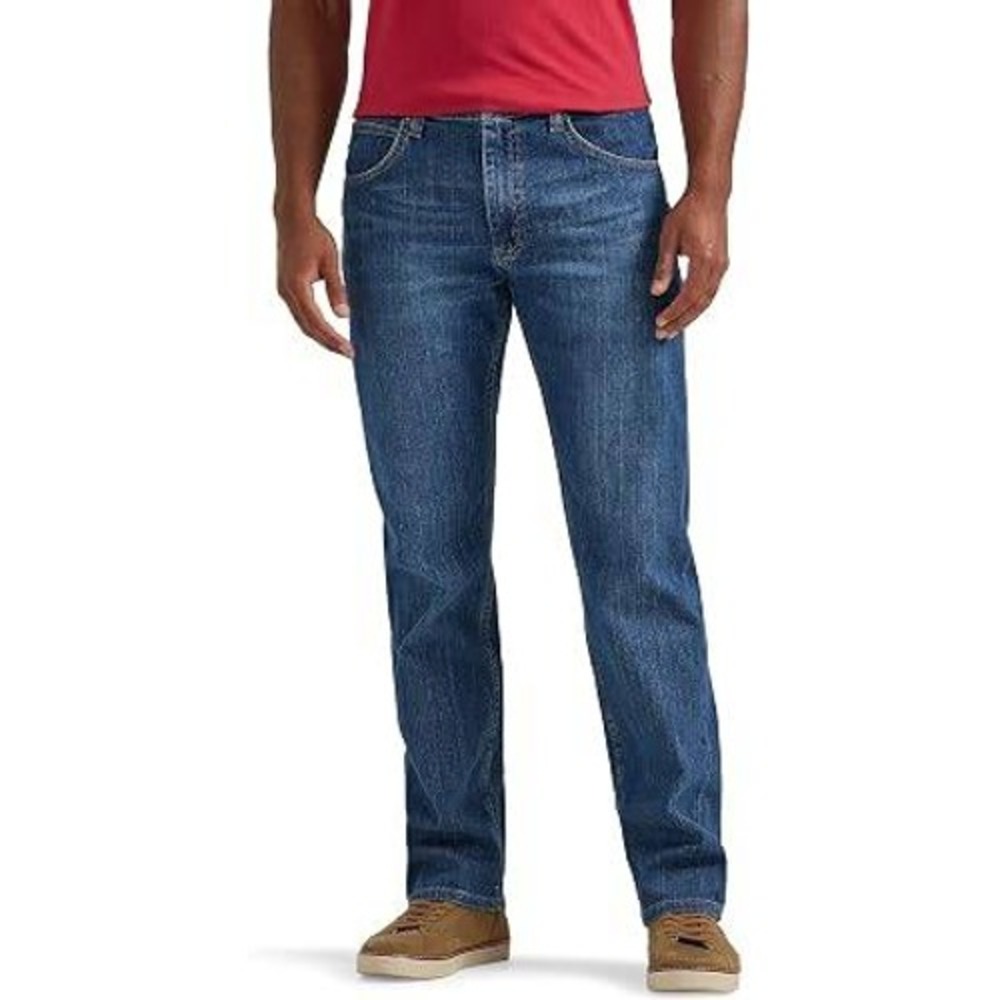 Wrangler Authentics Regular Fit Flex 46x34 Men's Straight Stretch Jeans Blue